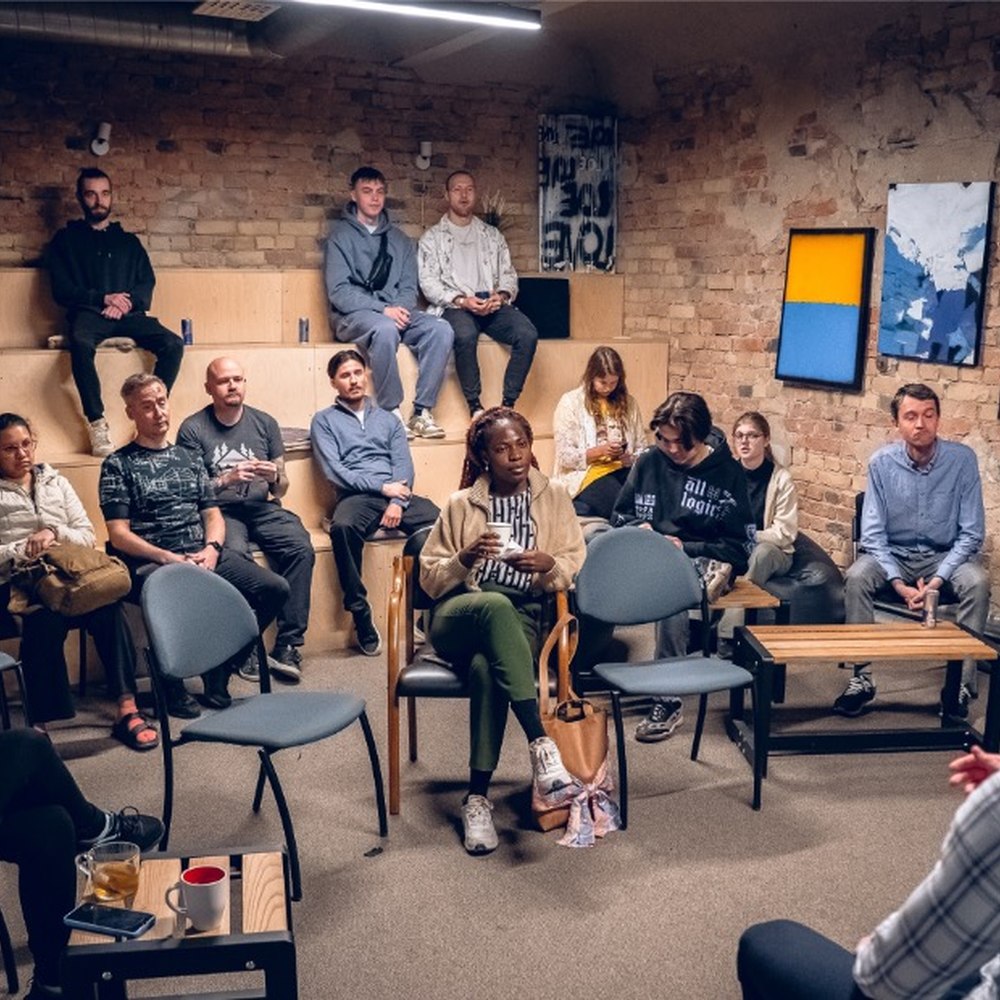 Group discussion circle at Double9